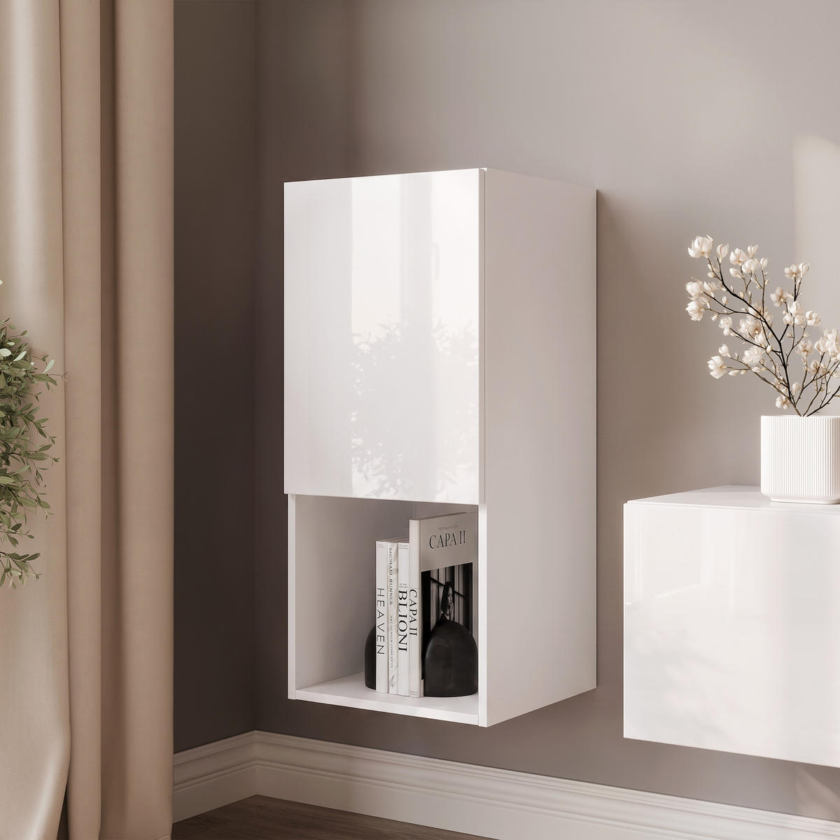 HÄNGESCHRANK ANGEL LINE 40/40/90 cm Weiß Hochglanz - Weiß Hochglanz, Holzwerkstoff (40/90/40cm) - Idohome