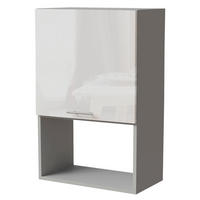 MIKROWELLENUMBAUSCHRANK Essen W4MK/60 Weiß Hochglanz / Grau Matt 60 / 32,5 / 96cm - Weiß Hochglanz/Grau, Holz/Holzwerkstoff (60/96/32.5cm) - Feldmann-Wohnen