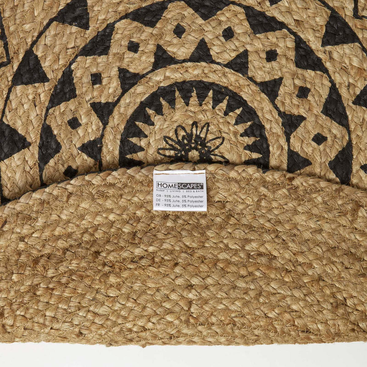 TEPPICH Mandala rund geflochten 90 cm - Schwarz, Naturmaterialien (90/90cm) - Homescapes