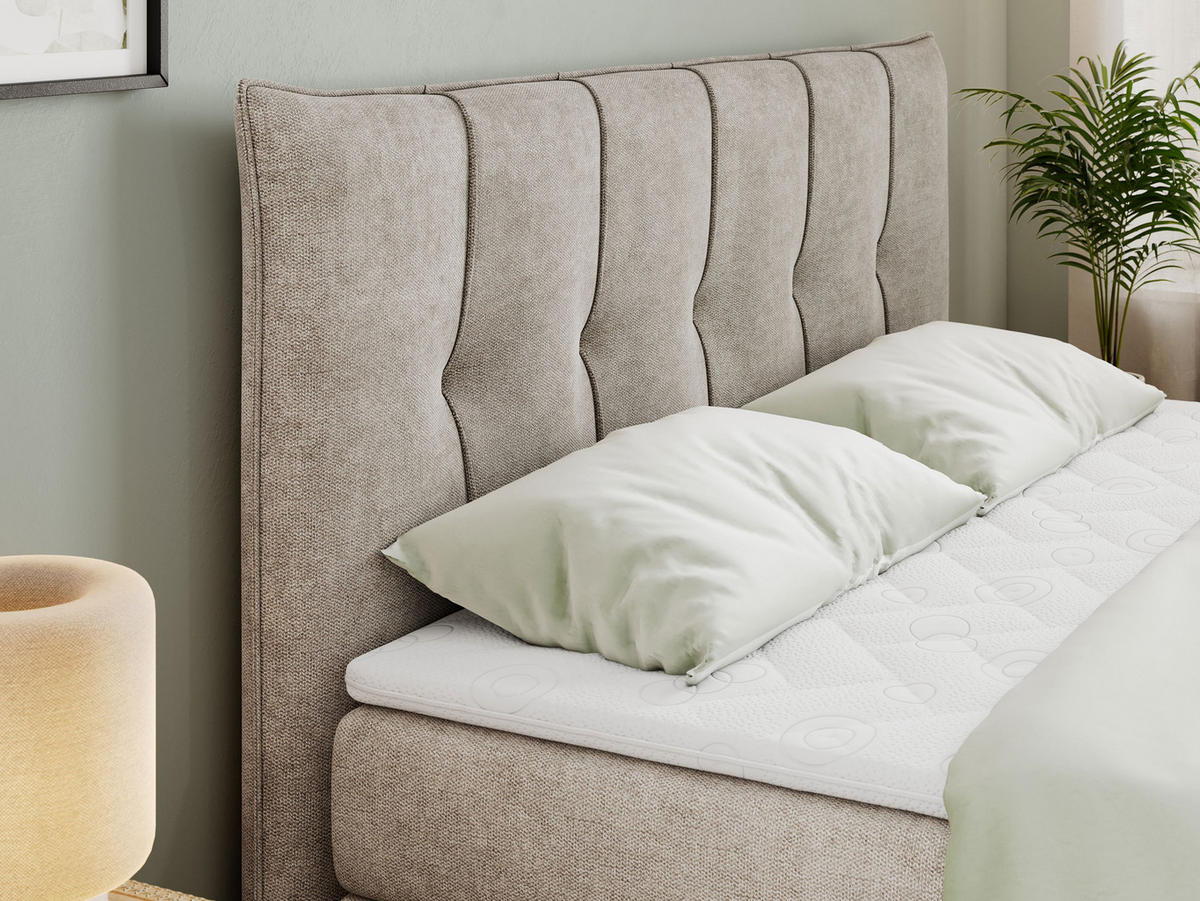 BOXSPRINGBETT PREMIUM 11 KING 120/200 Beige Struktur - H3 - Beige, Holz/Textil (120/200cm) - MKS