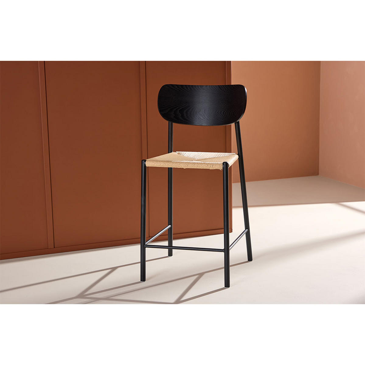 BARHOCKER, Polly, Schwarz, Rattan, 52 x 55 x 101 cm - Schwarz, Naturmaterialien/Textil (52/101/55cm) - ebuy24
