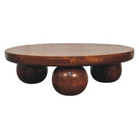 COUCHTISCH Ball Kastanienholz-Finish - Kastanienfarben/Messingfarben, Holz/Metall (80/80/23cm) - Artisan Furniture