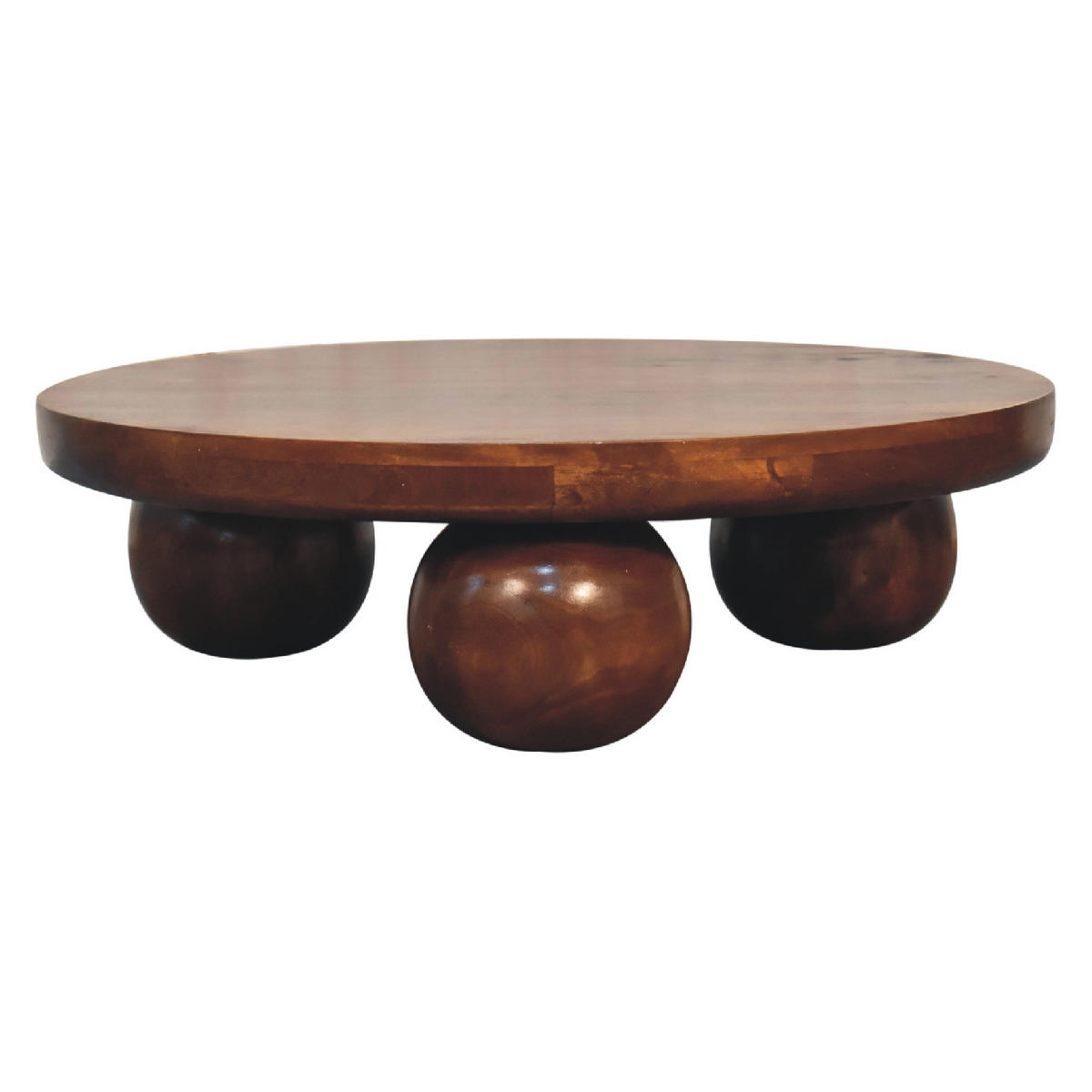 COUCHTISCH Ball Kastanienholz-Finish - Kastanienfarben/Messingfarben, Holz/Metall (80/80/23cm) - Artisan Furniture