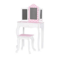 SPIELZEUG Schminktisch Rosa-Weiß weiß Holz, Frisiertisch, Hocker, Spiegel, Schublade, Rosa-Weiß-Design - Weiß, Holz (29/100/59cm) - Chipolino