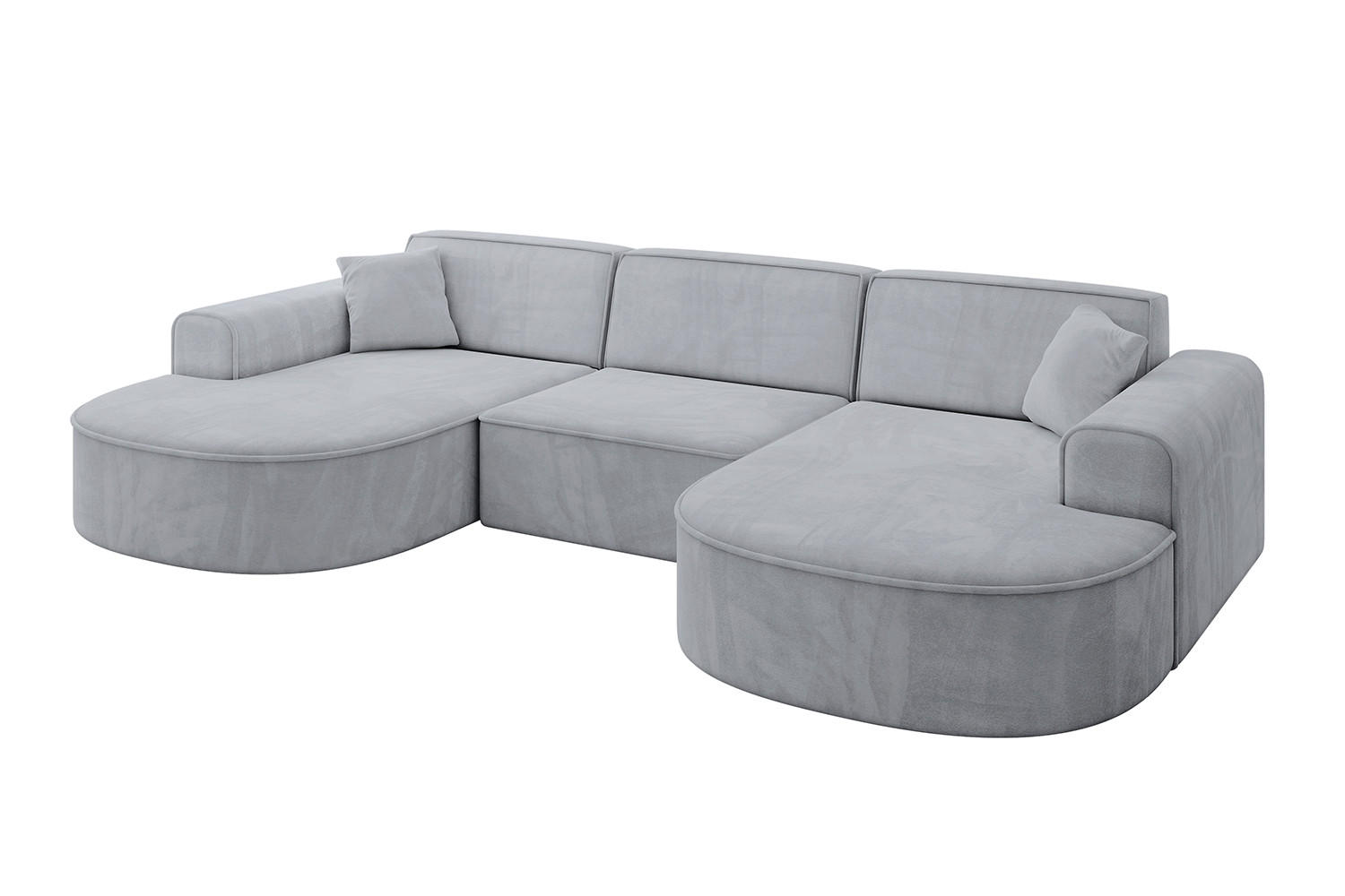 WOHNLANDSCHAFT MARI-U1 - 303x171x79 cm Grau Velours - Schwarz/Grau, Holzwerkstoff/Kunststoff (303/79/171cm) - ALTDECOR