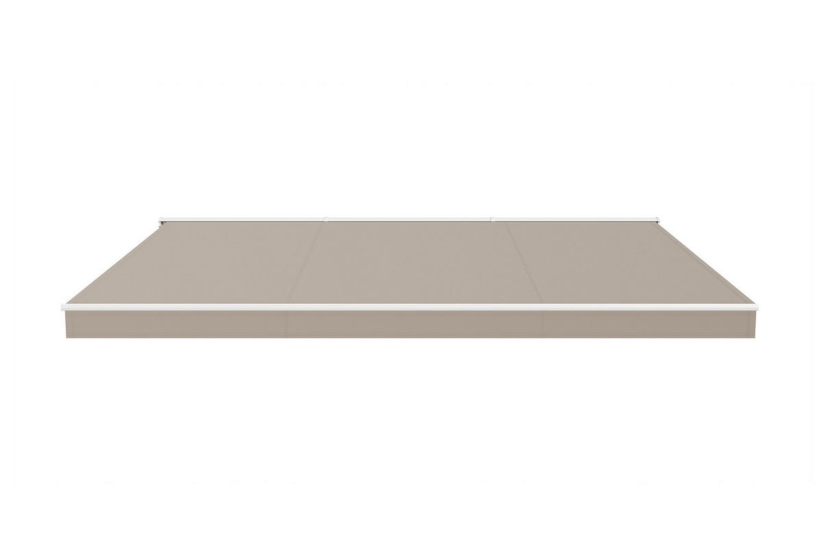 HALBKASSETTENMARKISE Fazzio Struktur weiß - leinwand Taupe 5x3m motorisierte - Premium-Leinwand 320g/m² - Taupe, Metall (495/218/300cm) - Cazeboo