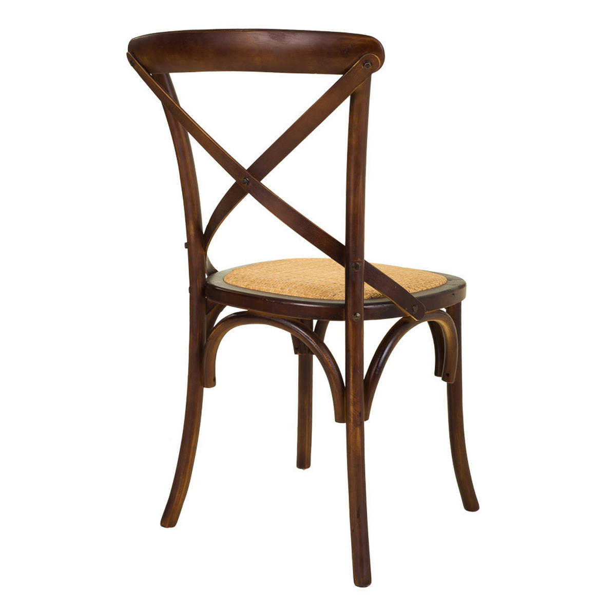 STUHL aus Holz und Rattan, braun, 44x42x46cm - Dunkelbraun, Holz (44/88/42cm) - Wanderlust