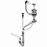 ABLAUFGARNITUR Alveus 114-PP-POPUP Einzelsiphon Ab-/Überlauf Excenter Spüle - Weiß, Kunststoff (1/1/1cm)