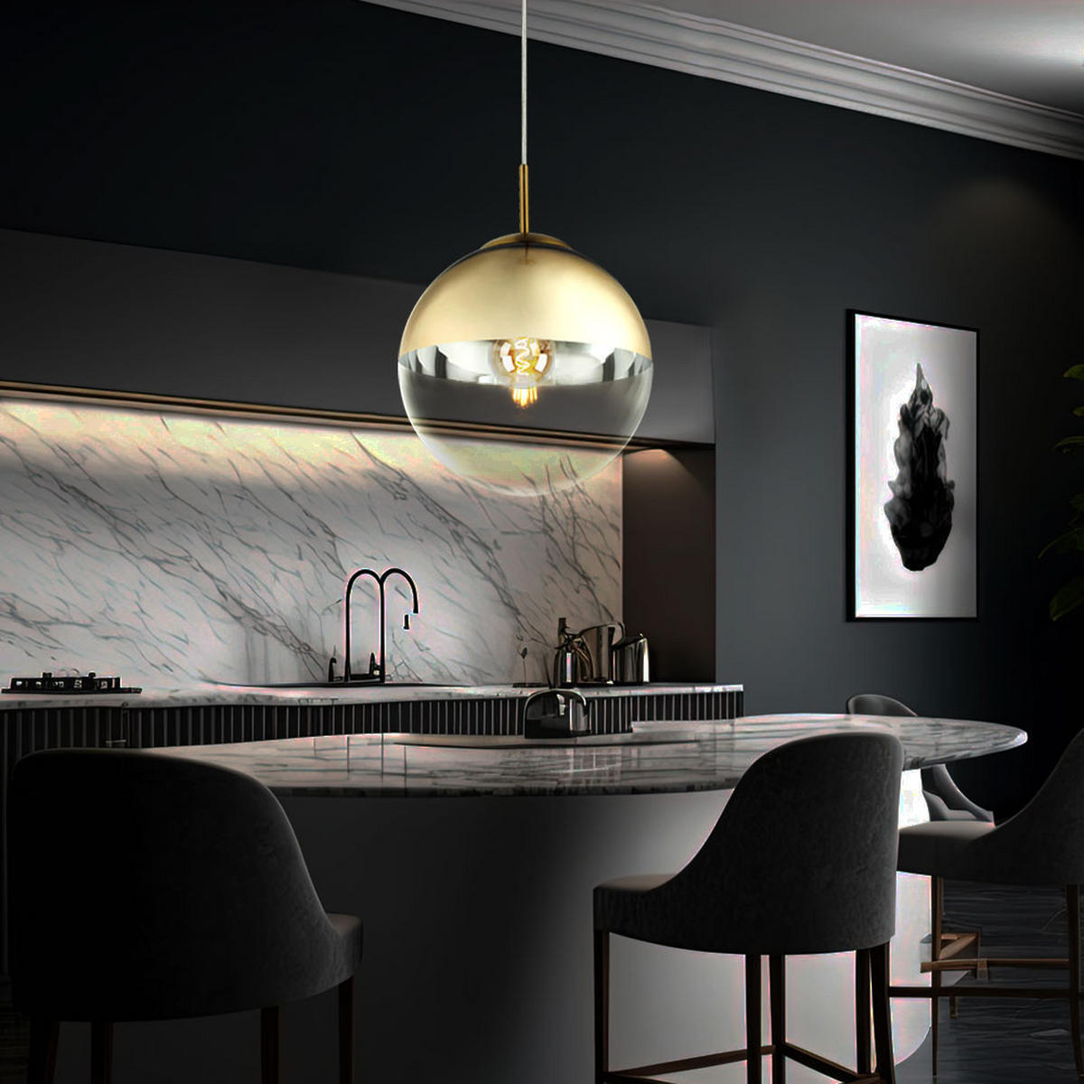 LED HÄNGELEUCHTE VARUS Gold Transparent - Goldfarben, Glas (25/25/120cm)