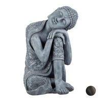 BUDDHA Figur - Grau, Kunststoff (35/60/35cm) - Relaxdays