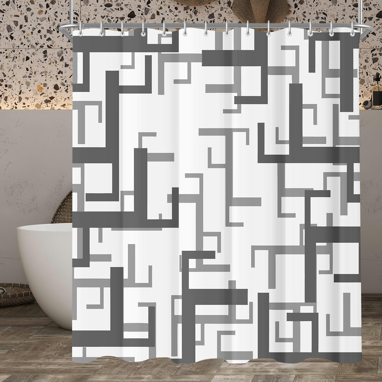 DUSCHVORHANG Block Muster 150 x 180 cm - Multicolor, Textil (150/180cm)