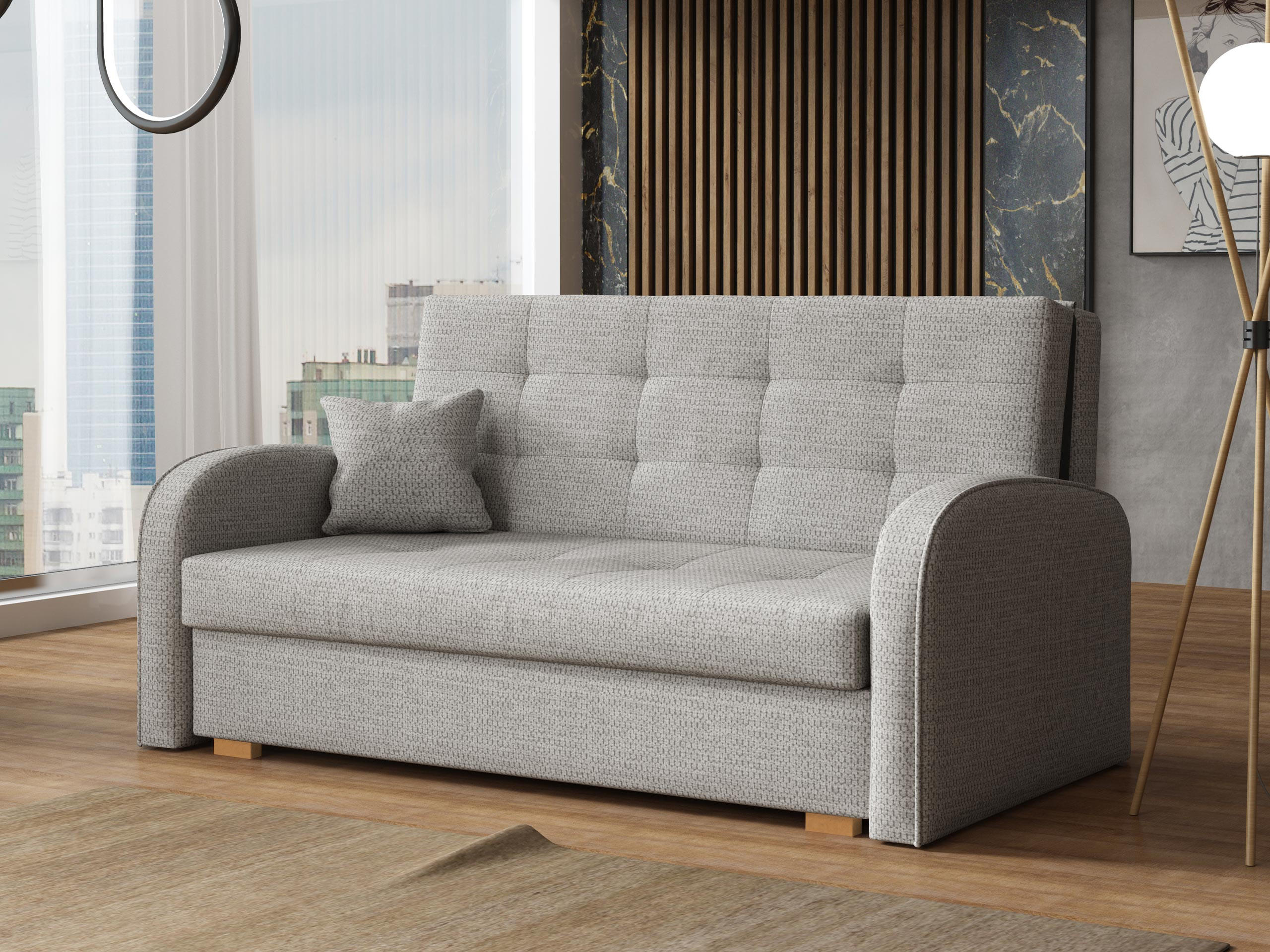 SCHLAFSOFA Viva Gold III - Hellgrau/Braun, Holz/Textil (153/85/98cm) - MIRJAN24