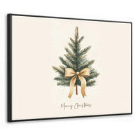 LEINWAND Bilder mit Rahmen - Weihnachtsbaum - Weihnachten - Frohe Weihnachten - Beige - 100x70 - Sandfarben, Textil (100/70cm) - MuchoWow