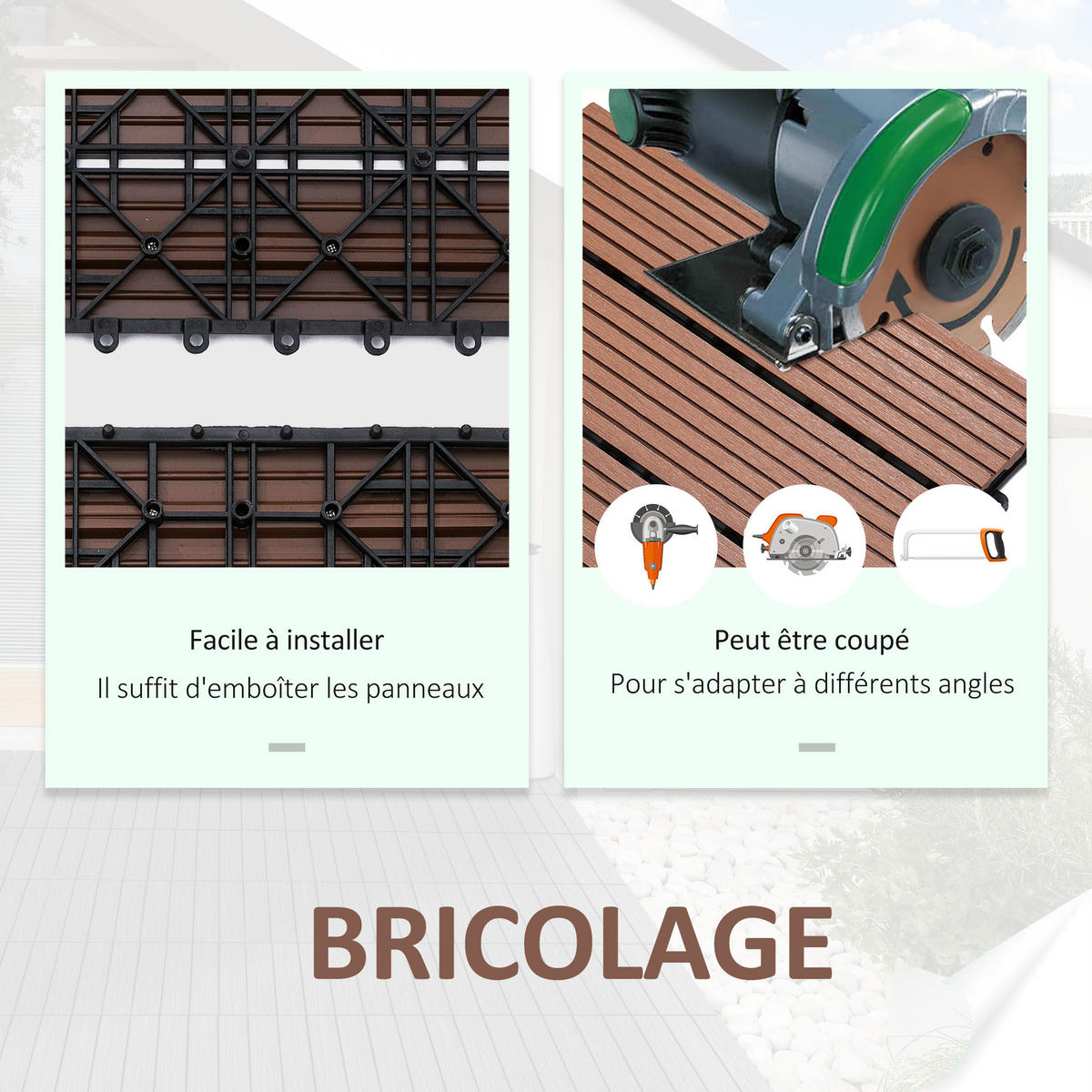 TERRASSENPLATTEN 11er-Set DE-13785 klickbar aus HDPE Hellbraun - Braun, Kunststoff (30/30/2.2cm) - ComfortXL