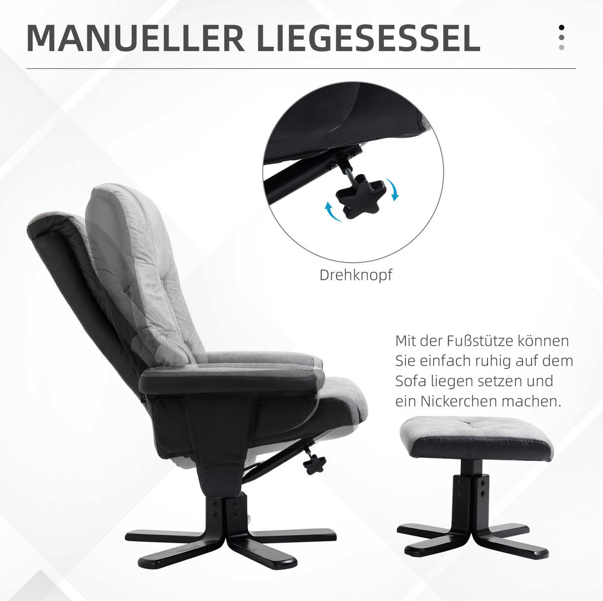 RELAXSESSEL 78/109/82.5 cm Grau aus Polyester mit Liegefunktion - Grau, Textil (82.5/109/78cm) - OKMYHOME