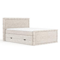 BOXBETT Estelle Creme 180/200 cm im Webstoff - Creme/Schwarz, Holz/Holzwerkstoff (180/200cm) - Maison de Reve