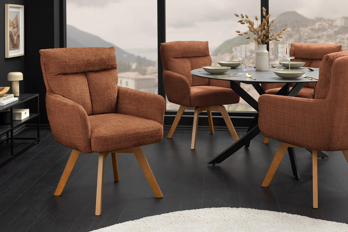 STUHL BIG GEORGE Chenille Braun 94 cm - Buchefarben/Braun, Holz/Textil (61/94/66cm) - riess-ambiente