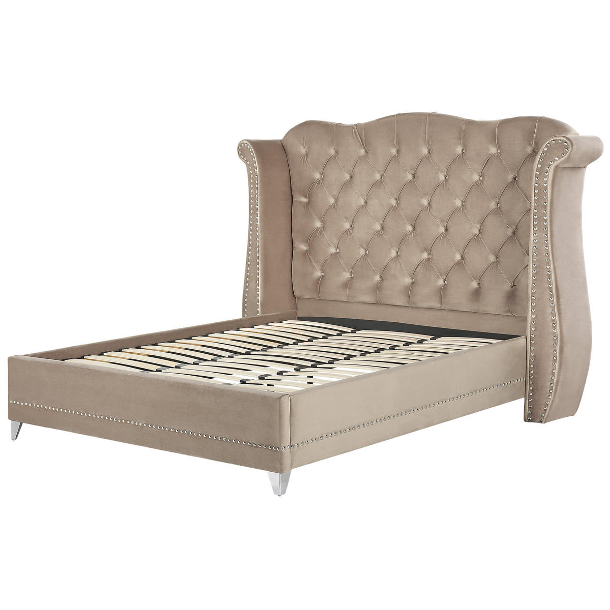 POLSTERBETT 180/200cm Taupe Ayette - Taupe, Textil (180/200cm) - Beliani