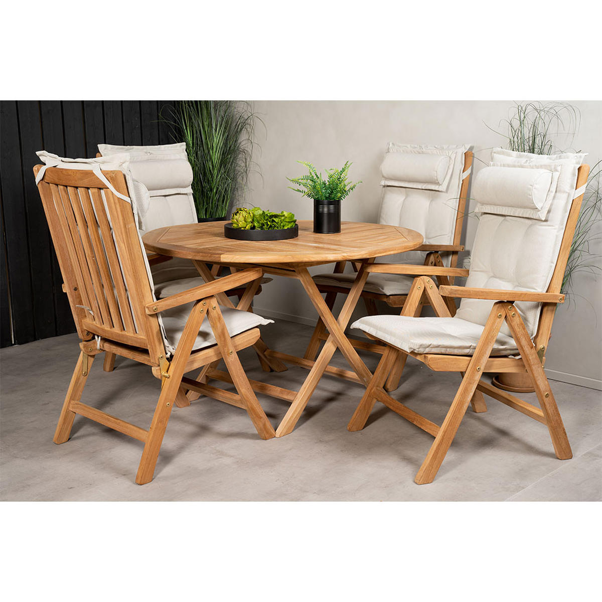 GARTENSET, Kenya, Tisch Natur, Teak., 120 x 120 x 75 cm, 5-teilig - Naturfarben, Holz - ebuy24