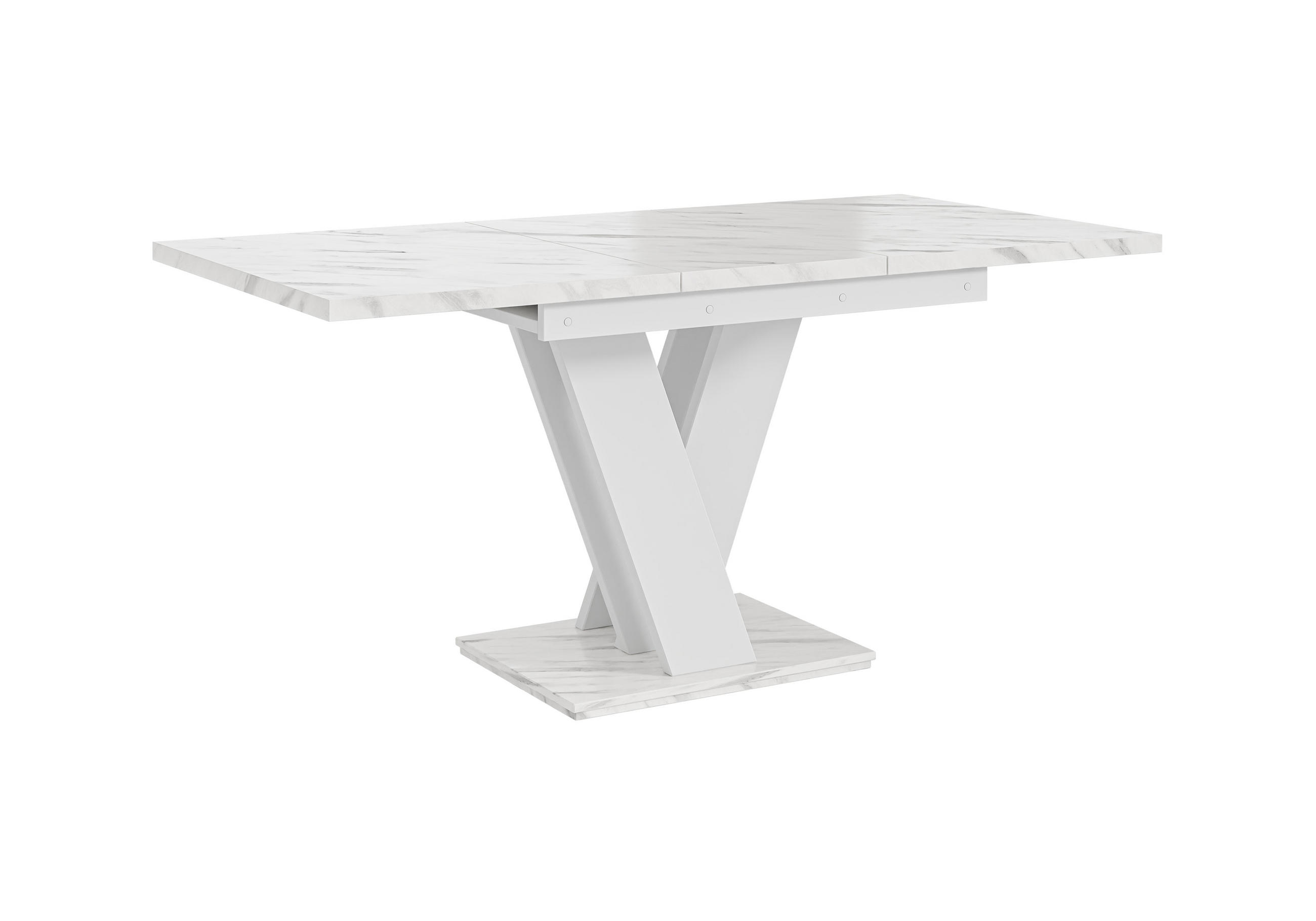 ROZKLADACÍ JEDÁLENSKÝ STÔL 120–160 cm Biely s dekorom mramoru - biela, kompozitné drevo (160/80/75cm) - Home Collective