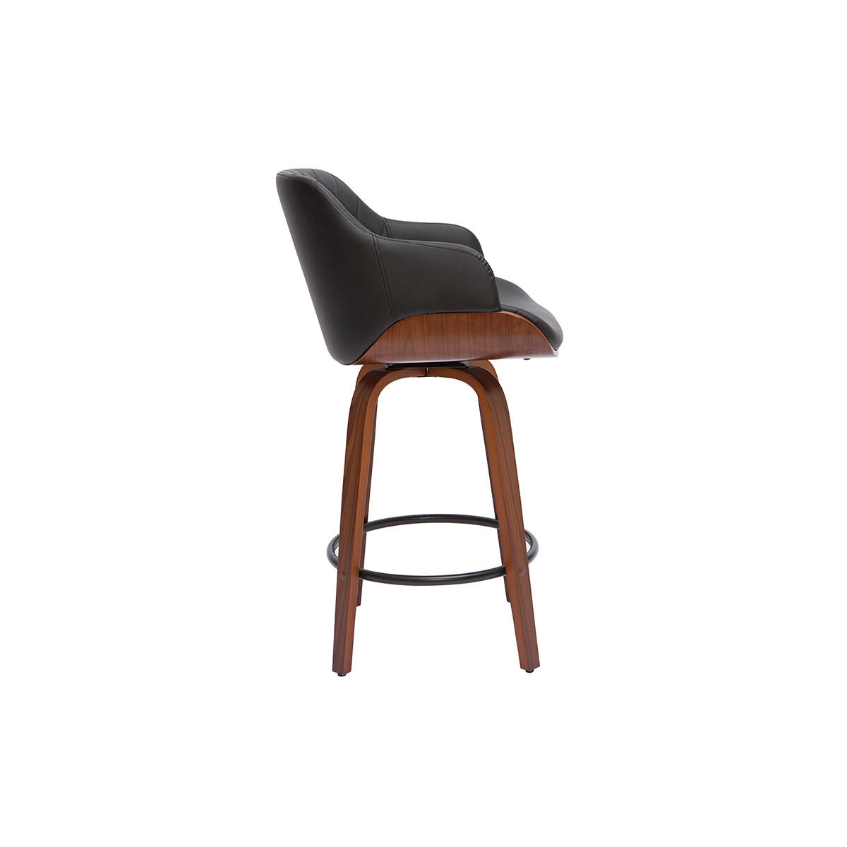 BARHOCKER Schwarz Dunkles Holz H65 cm PANACH - Walnussfarben, Textil (53/94/53cm) - Miliboo