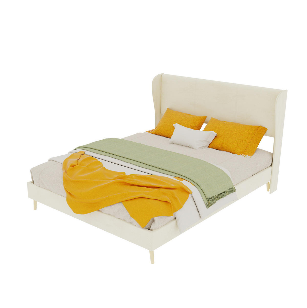 POLSTERBETT 140/200 cm mit Matratze, weichem Kopfteil und stabilem Metallgestell, Beige - Beige, Textil (140/200cm) - Redom