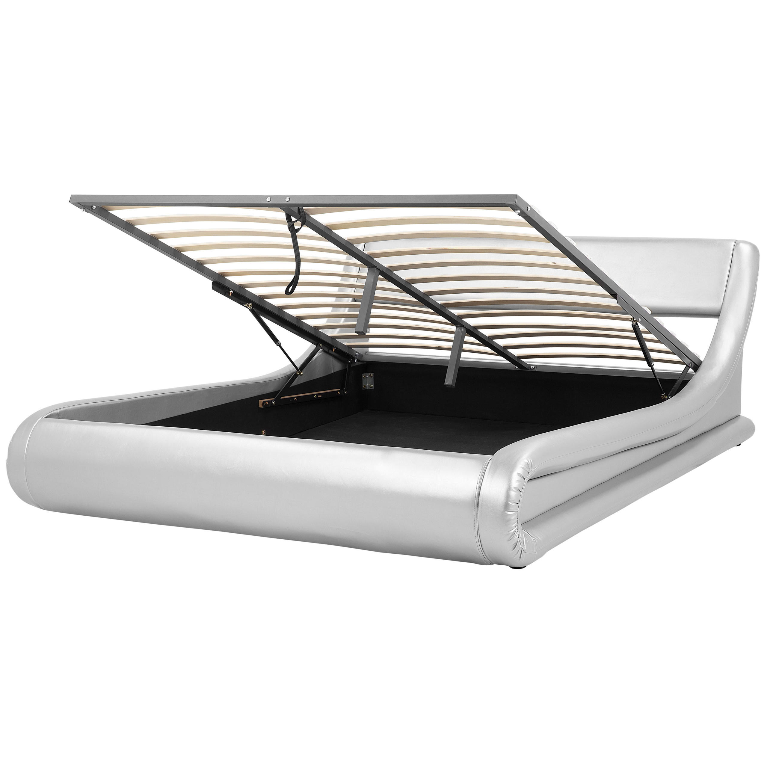 BETT 180/200cm Silber Avignon - Silberfarben, Kunststoff/Textil (180/200cm) - Beliani