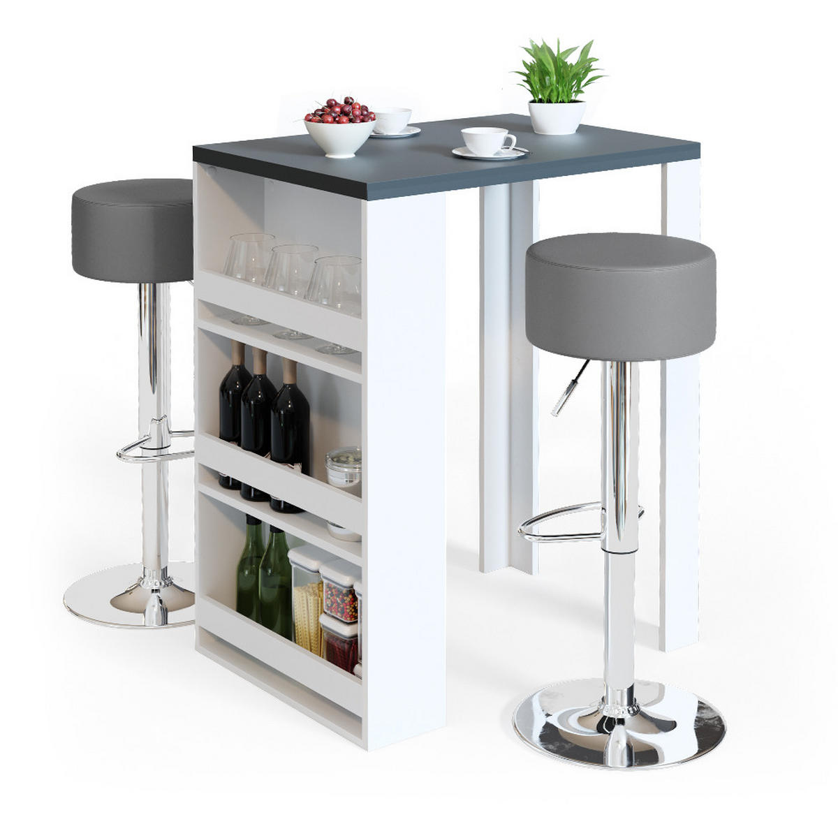 BARTISCH Anthrazit/Weiß 57 x 80 cm - Anthrazit/Weiß, Holzwerkstoff (57/106/80cm) - Vicco
