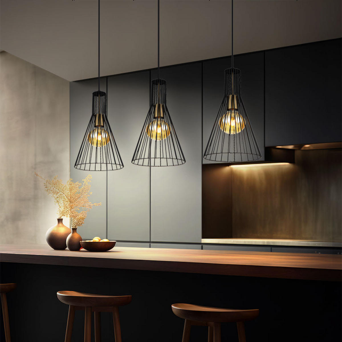 RGB LED HÄNGELEUCHTE Metall Schwarz - Schwarz, Metall (84/20/120cm) - Globo Lighting