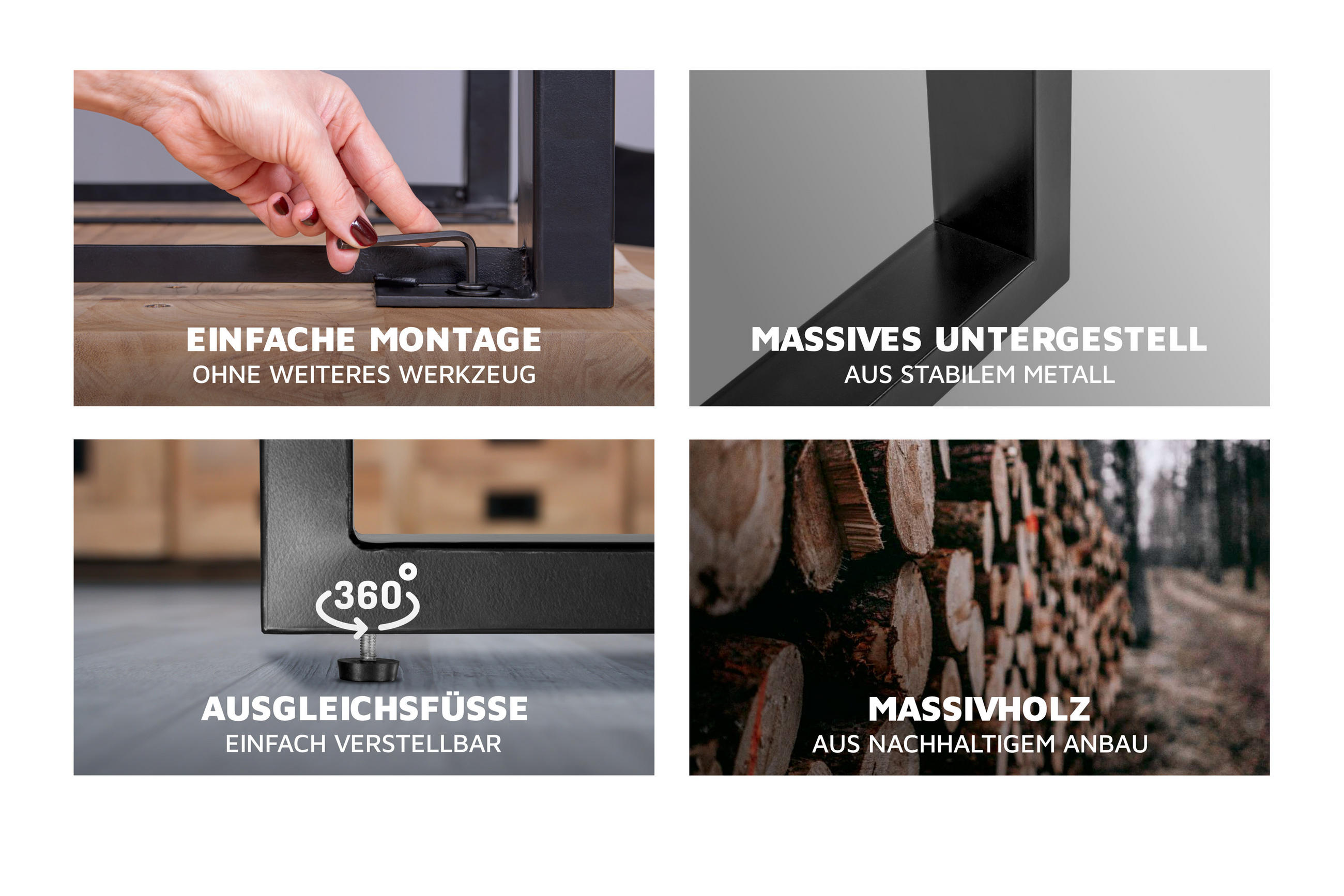 Thumbnail - SAM Esstisch, Braun, Holz, Echtholz,Akazie, Rechteckig,Quadratisch, U-Form, 240x77x100 cm, Esszimmer, Tische, Esstische