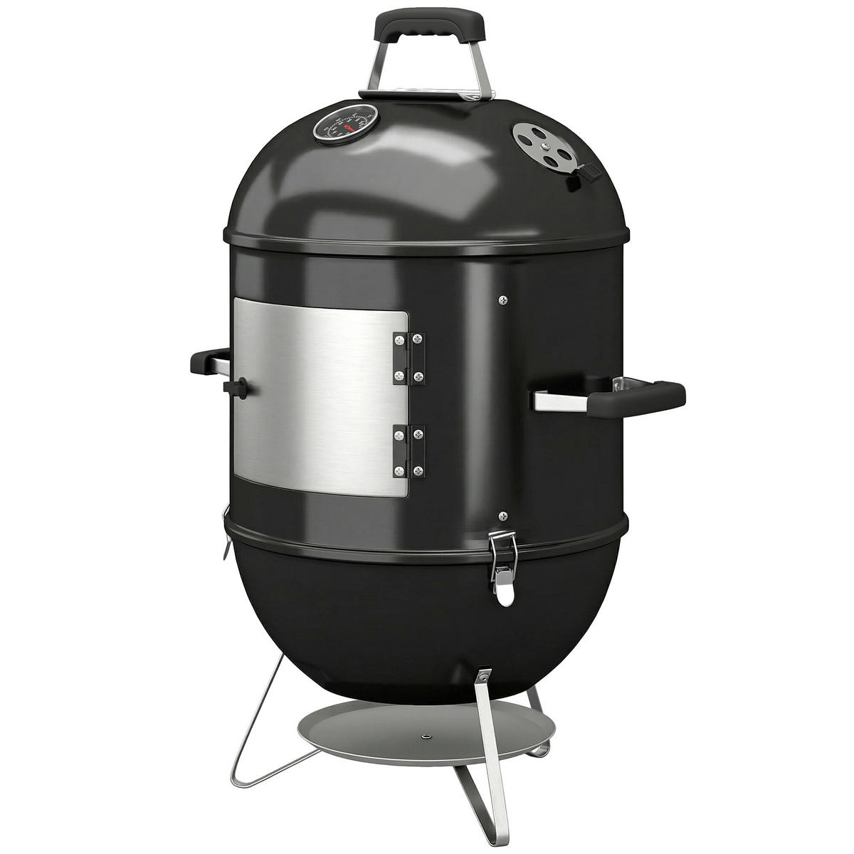 RAUCHER DE-18277 3-in-1 mit 3 Grillrosten & Thermometer Schwarz - Schwarz, Metall (47.5/91/62.5cm) - ComfortXL