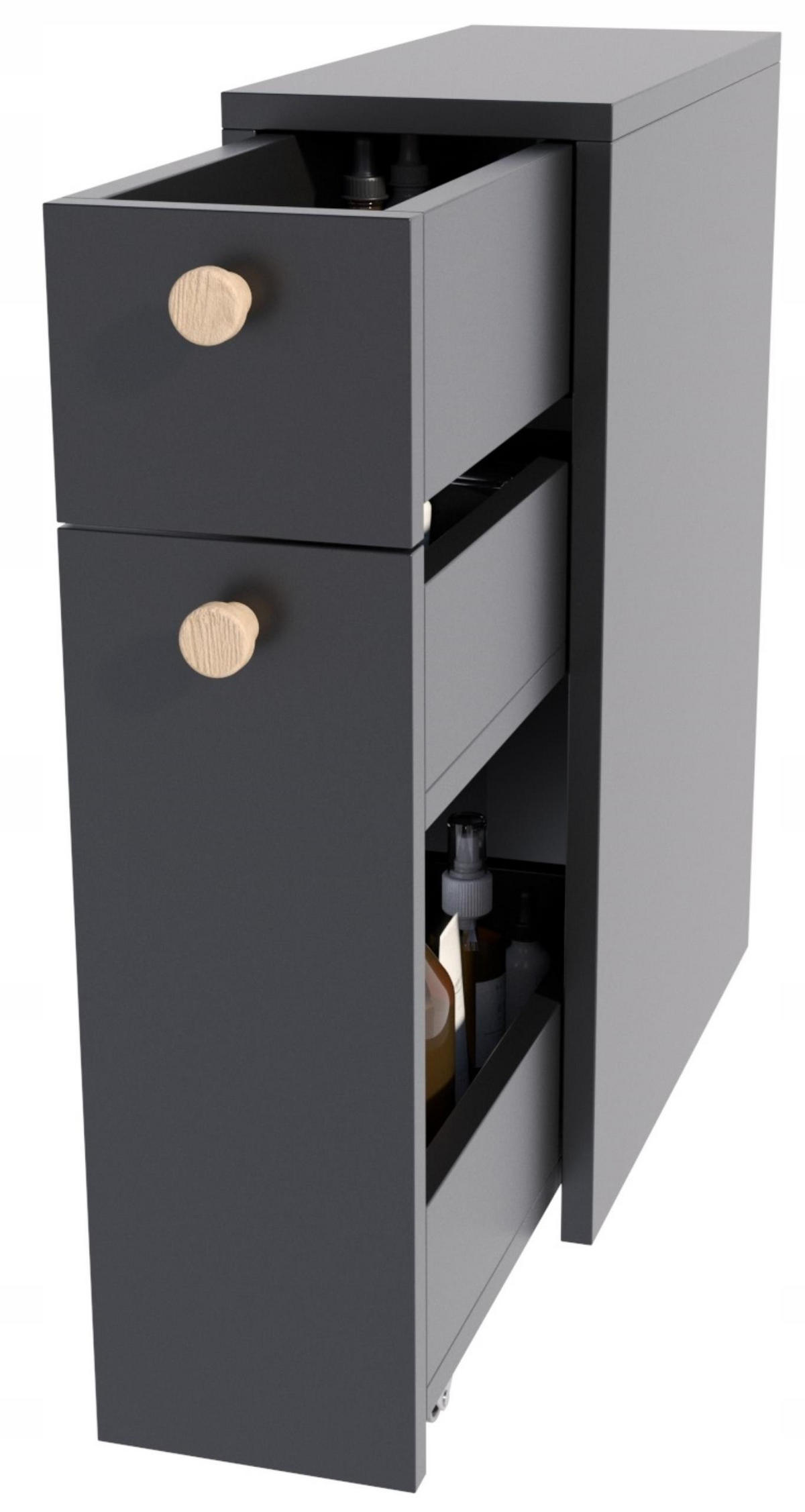 SCHRANK für Küche und Bad FRODO Schwarz 21/45/61,8 cm - Schwarz, Holzwerkstoff (21/61.8/45cm) - Matkam Möbel