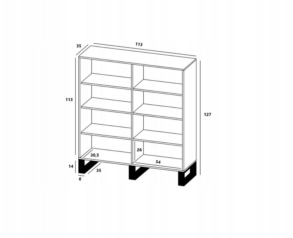 KOMMODE Apollo 4D Eiche wotan Graphit Matt mit metallbeinen 113 cm - Graphitfarben/Schwarz, Holzwerkstoff/Metall (113/127/35cm) - Meble Lindner