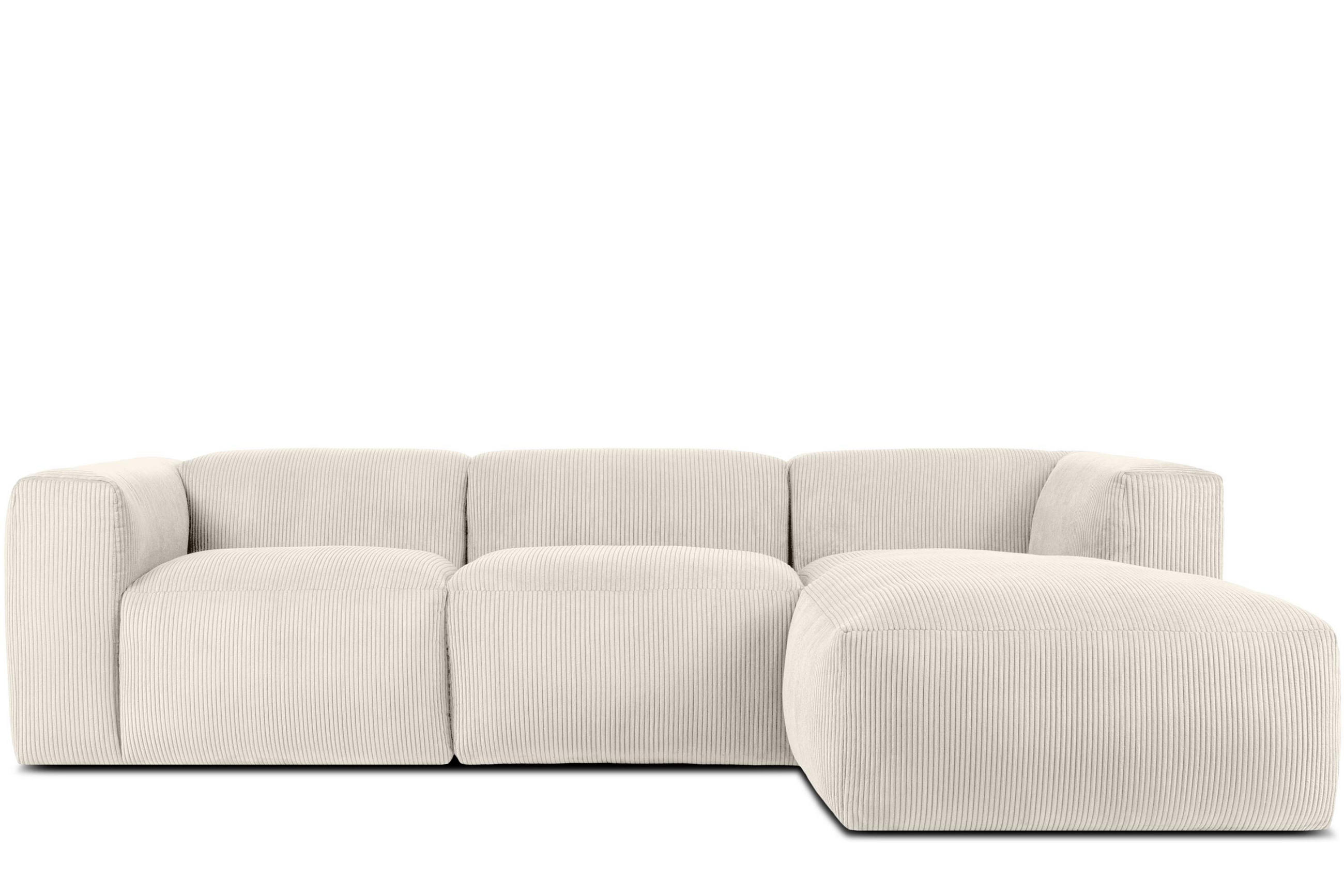 ECKMODULSOFA-RECHTS BUFFO mit extrem weicher und bequemer Sitzfläche, Kordstoff, cremefarben - Creme, Textil (297/180cm) - KONSIMO®