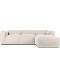 ECKMODULSOFA-RECHTS BUFFO mit extrem weicher und bequemer Sitzfläche, Kordstoff, cremefarben - Creme, Textil (297/180cm) - KONSIMO®