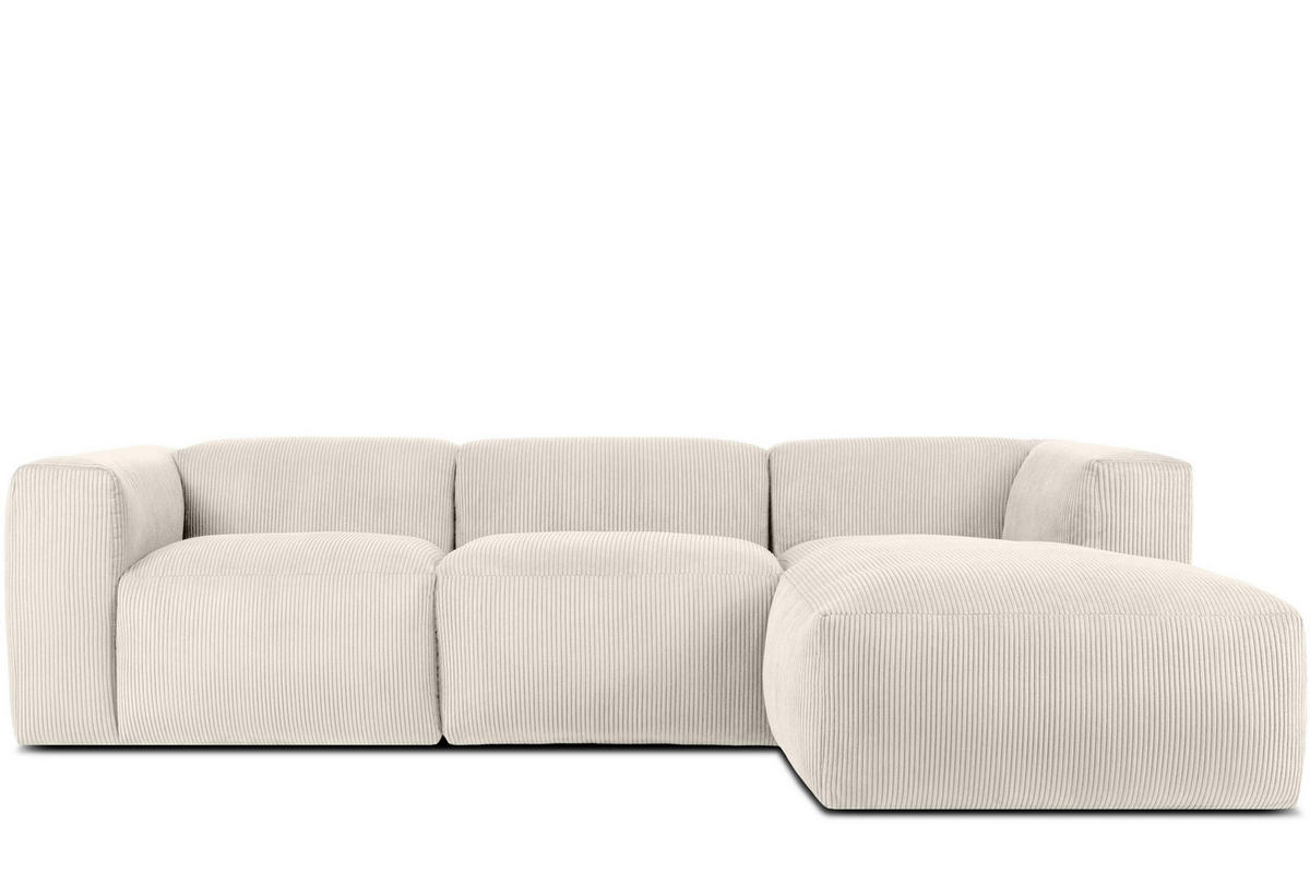 ECKMODULSOFA-RECHTS BUFFO mit extrem weicher und bequemer Sitzfläche, Kordstoff, cremefarben - Creme, Textil (297/180cm) - KONSIMO®
