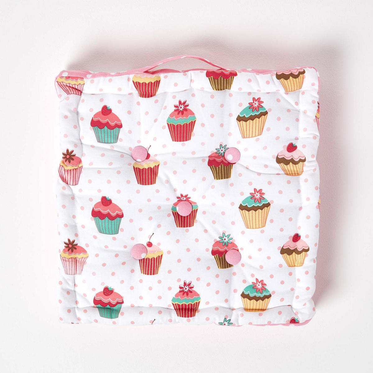 SITZKISSEN Cupcakes rosa 40/40/8 cm - Rosa, Textil (40/40/8cm) - Homescapes