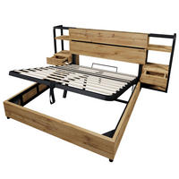 POLSTERBETT 160/200 cm Beige mit 2 Schubladen und Stauraum-Kopfteil - Naturfarben, Holz (160/200cm) - Oxeza