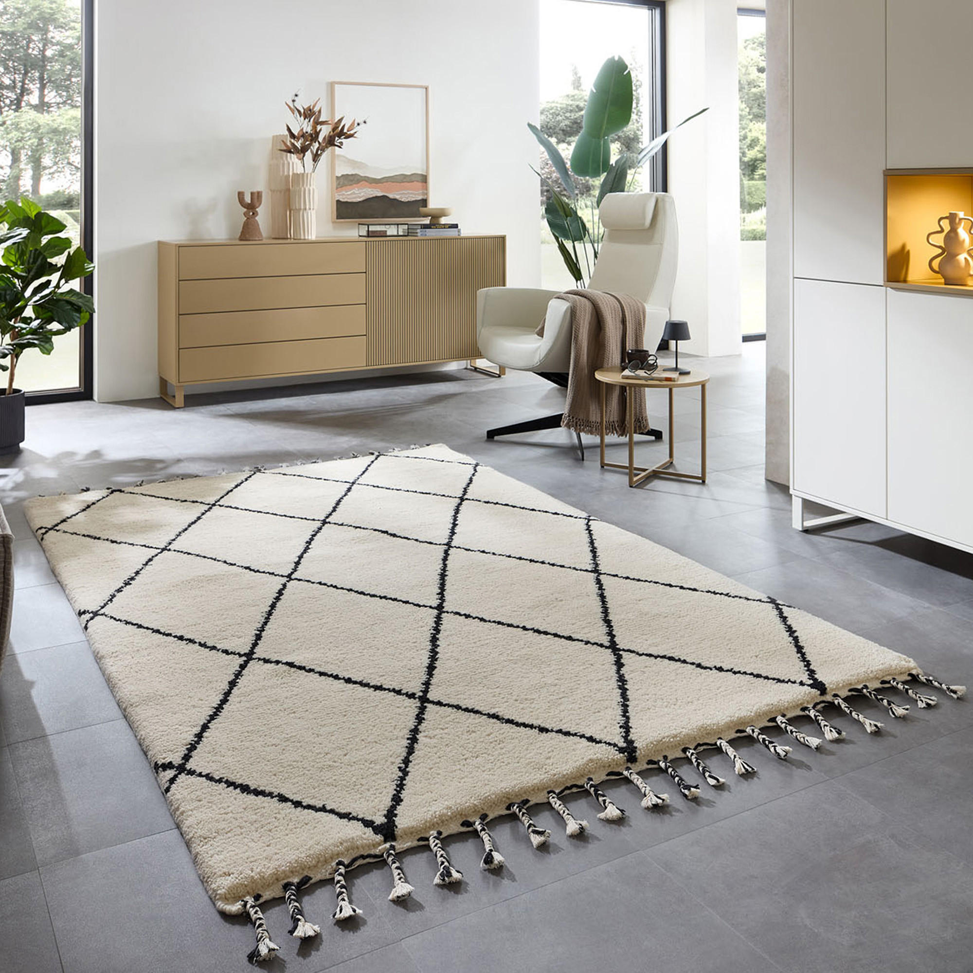 BERBERTEPPICH Marmoucha 170x240 cm - Schwarz, Textil (170/240cm) - THEKO