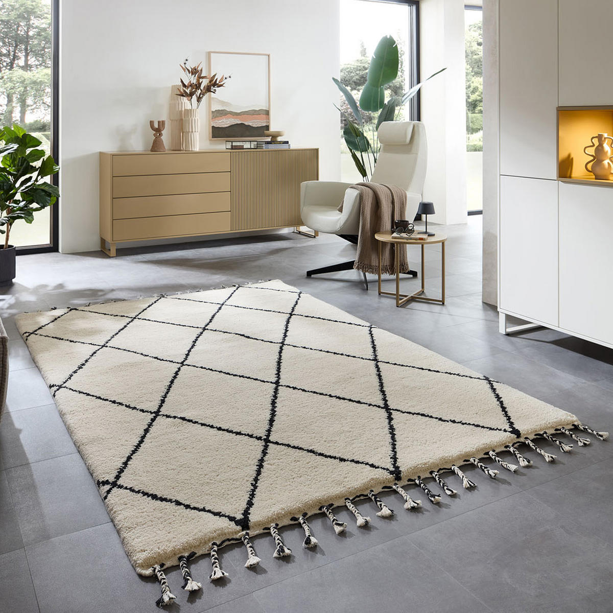 BERBERTEPPICH Marmoucha 170x240 cm - Schwarz, Textil (170/240cm) - THEKO