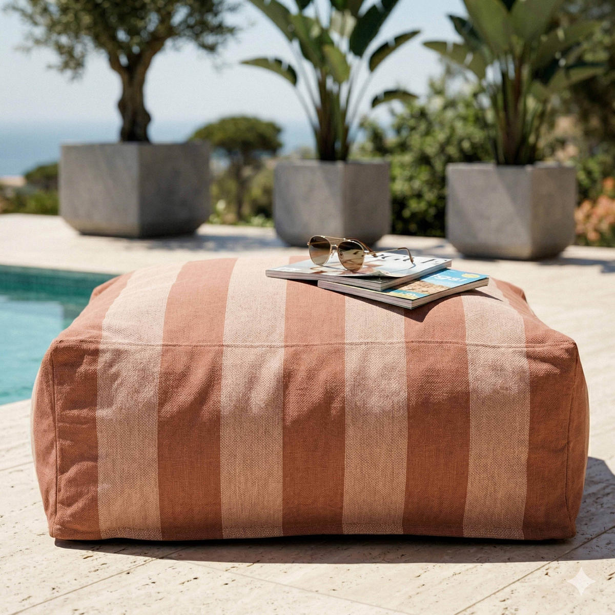 OUTDOOR-SITZSACK, Terrakotta - Braun, Textil - Oviala