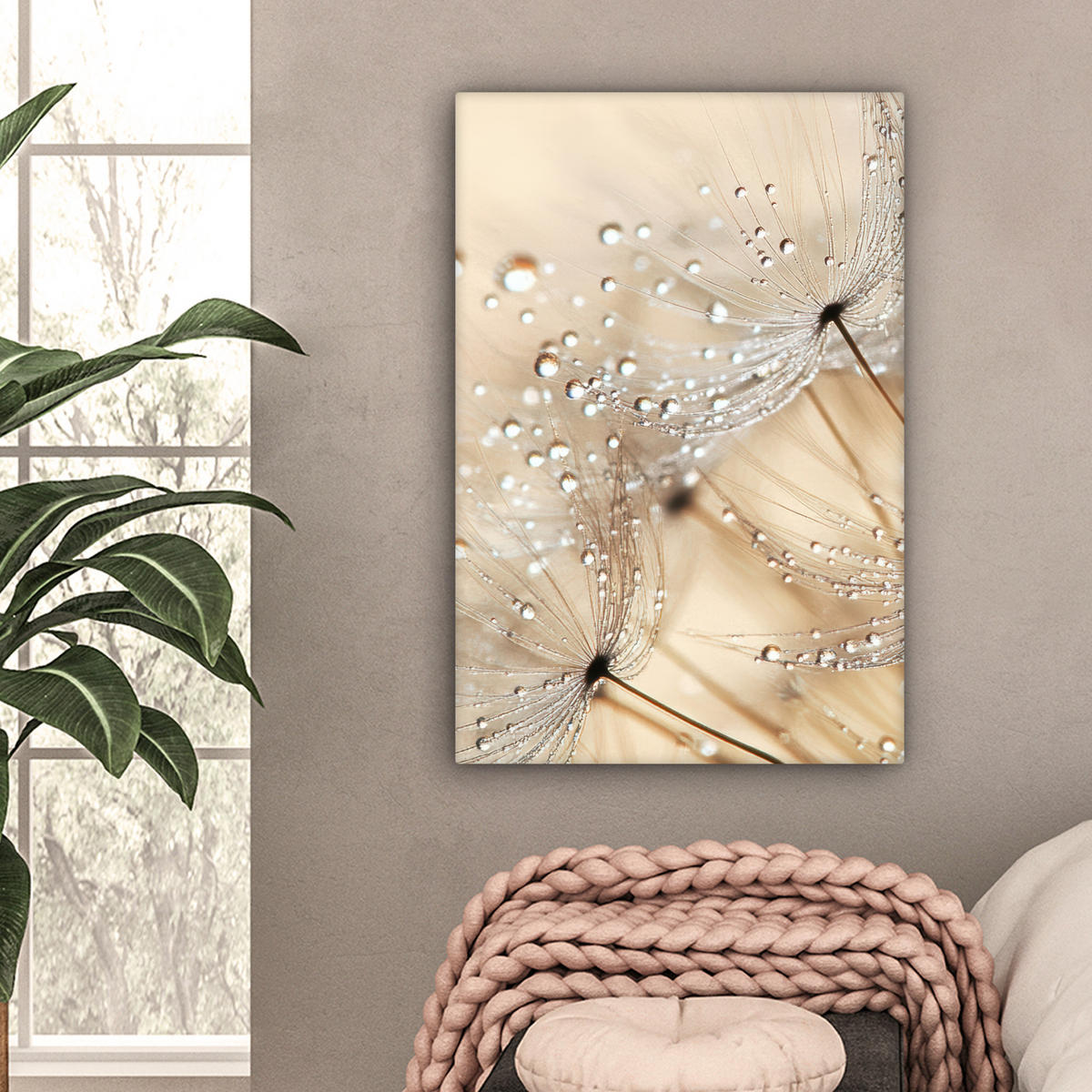 LEINWANDBILD Löwenzahn - Abstrakt - Natur - Beige 60x90 cm - Braun, Textil (60/90cm) - MuchoWow
