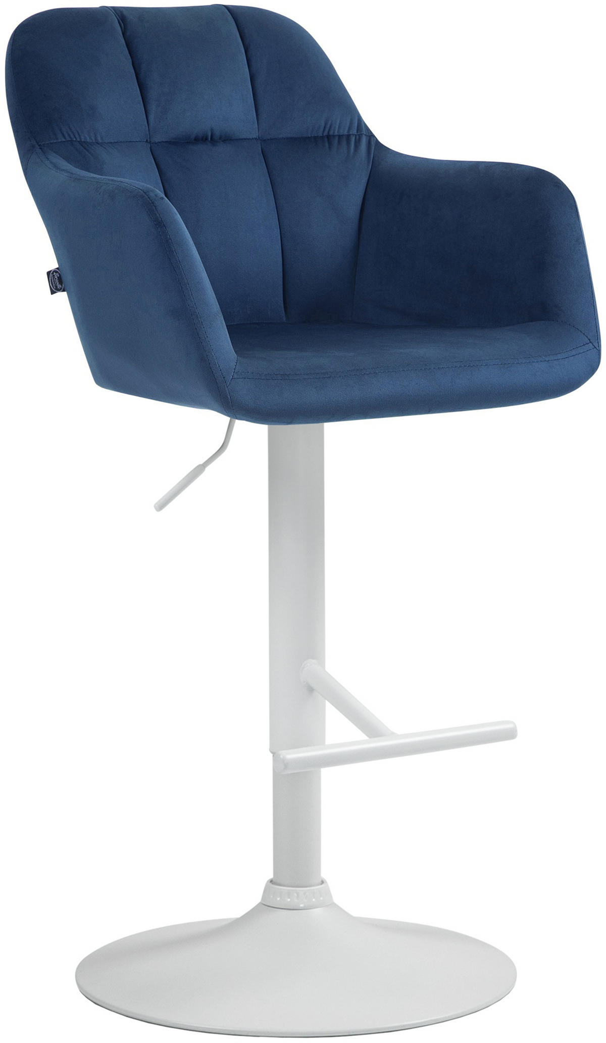 BARHOCKER Nardo Samt weiß blau - Blau/Weiß, Textil/Metall (57/118/59cm) - TPFLiving