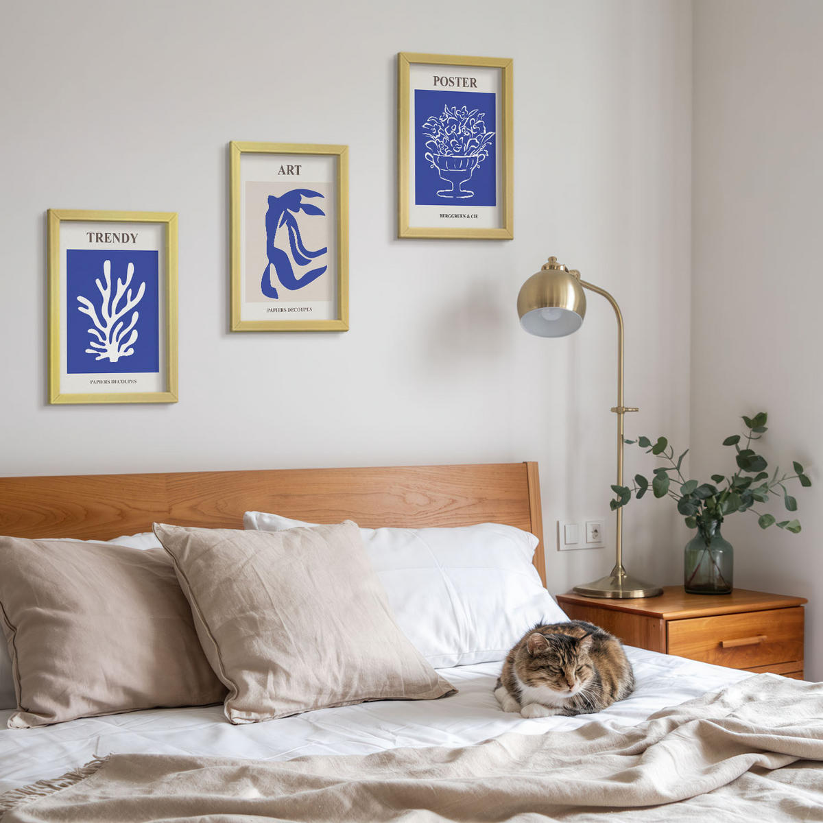 WANDBILDER 3er Set - 20x30 cm Goldrahmen - Matisses abstrakte Plakate - Goldfarben, Kunststoff (20/30cm) - ArtPrintCave