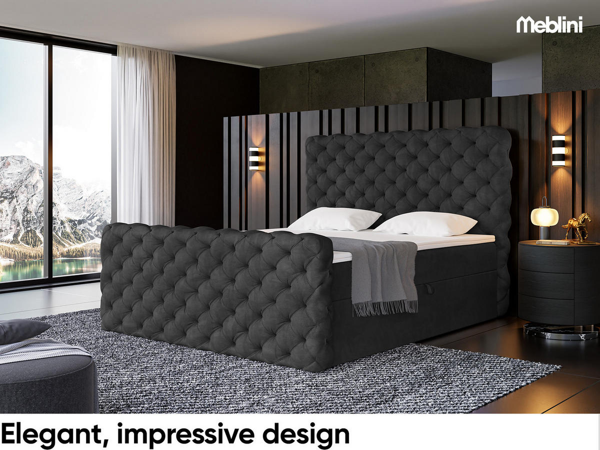 BOXBETT Duke - Schwarz, Holzwerkstoff/Textil (140/200cm) - Meblini