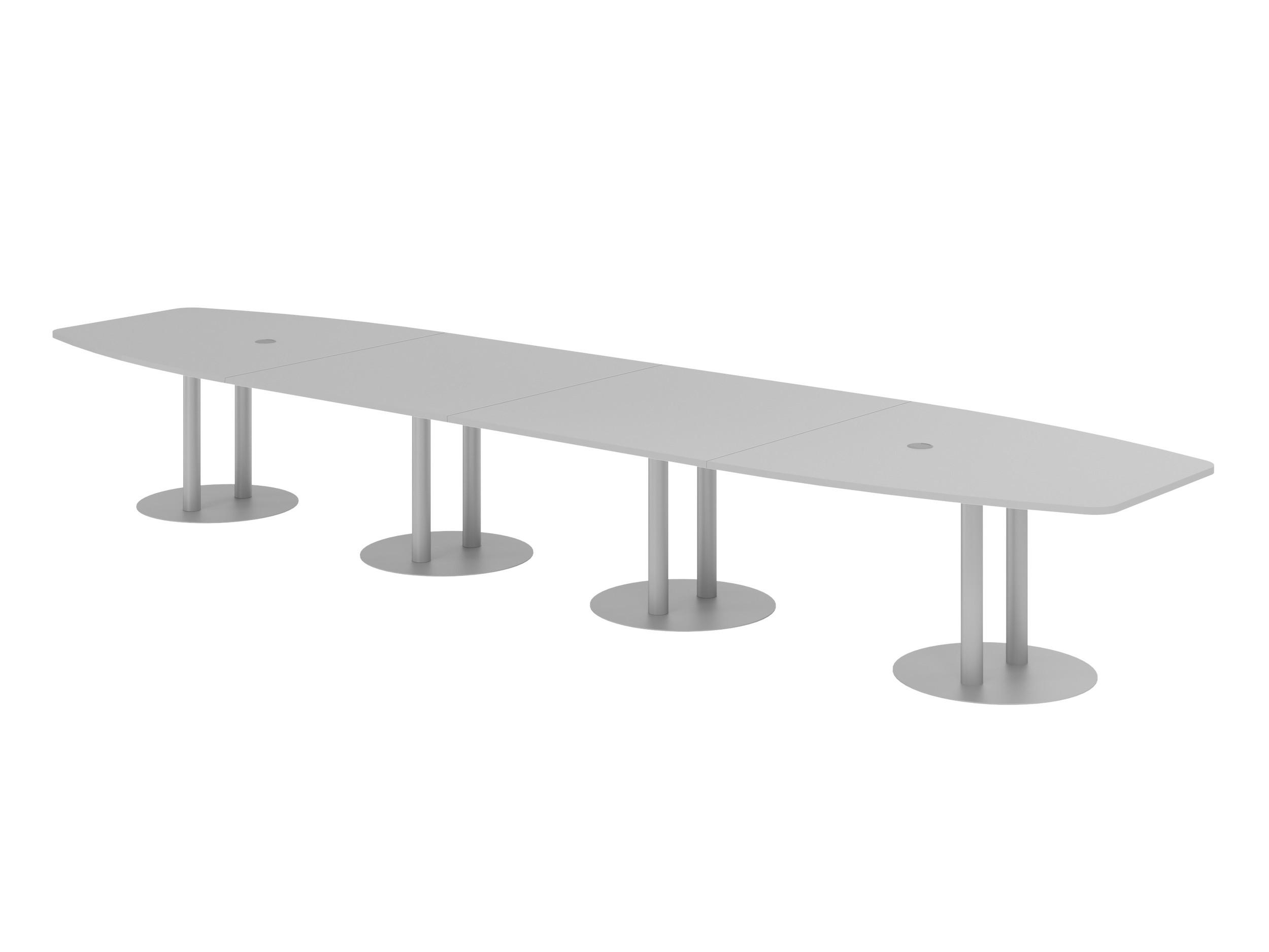 KONFERENZTISCH XXL KT52 130/520/74 cm in Grau/Säule in Silberfarben - Silberfarben/Grau, Holzwerkstoff (130/520/74cm) - bümö