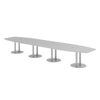 KONFERENZTISCH XXL KT52 130/520/74 cm in Grau/Säule in Silberfarben - Silberfarben/Grau, Holzwerkstoff (130/520/74cm) - bümö