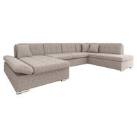 WOHNLANDSCHAFT Bergen Cord, Seite: Links - Silberfarben/Sahara, Holz/Textil (345/76/205cm) - MIRJAN24