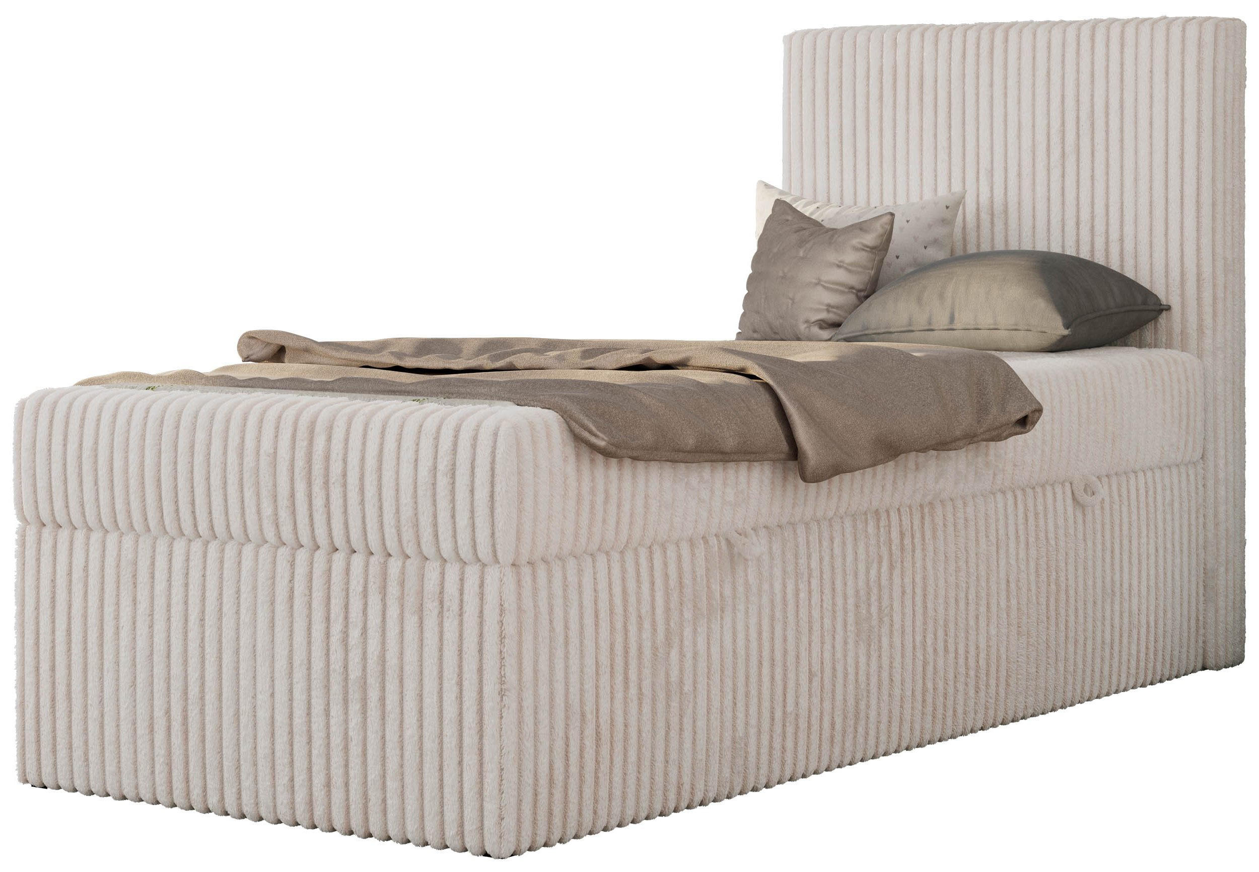 JUGENDBETT TILIO 90/200 - Beige - H4 - Rechts Seite - Beige, Textil (90/200cm) - MKS