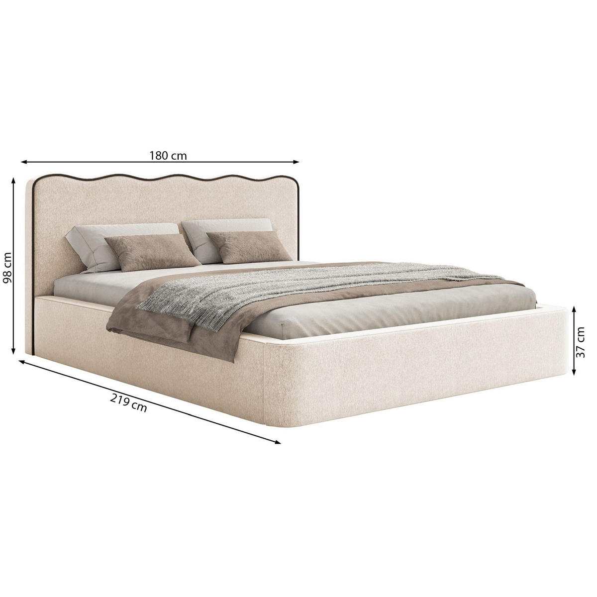 POLSTERBETT Duney Beige Velours mit Bettkasten 160x200 cm - Beige, Textil (160/200cm) - Selsey